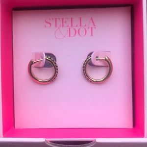 Black Stone reversible Huggies Hoop Earings